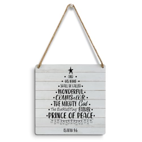 mmiishe Christmas Decorations Christian Gifts for Women Men Bible Verse Wall Art Farmhouse Wall Hanging Decor Wood Sign for Xmas Holiday Home Church Bedroom Kitchen Front Door Porch Decor
