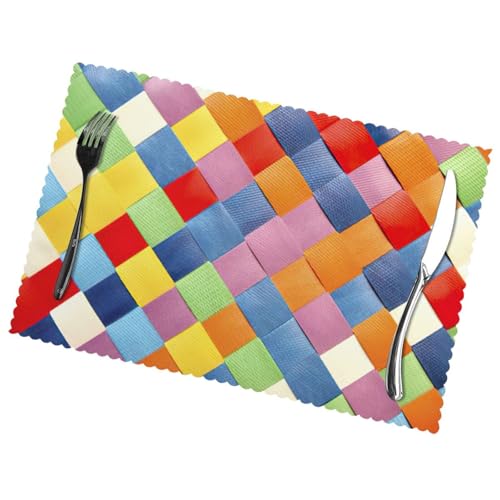 Sets de table polyester lavables 30x45cm tapis de table cuisine anti-tache - 4
