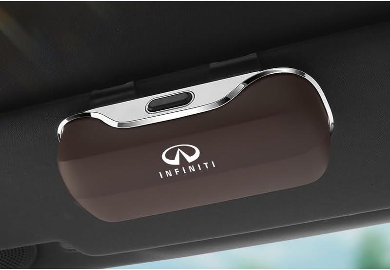 Car Glasses Frames for Infiniti QX30 SUV 5 Seats 2016-2019, Glasses Holders Sun Visor Glasses Clamp Sunglasses Holder Glasses Clip Visor Accessories,C Brown
