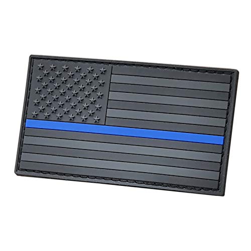 LEGEEON Blackout Thin Blue Line America Flag USA Tactical Morale PVC Rubber Fastener Patch