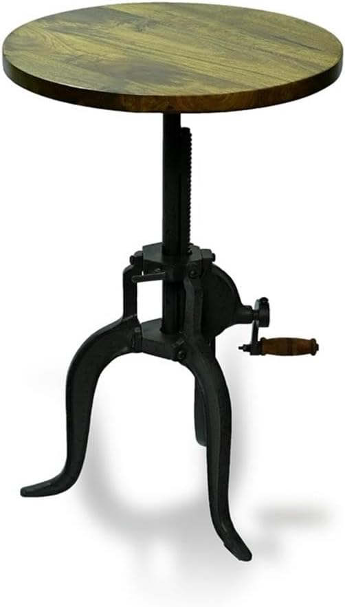 Carolina Classic Regan Adjustable Crank Accent Table in Harvest Oak/Industrial