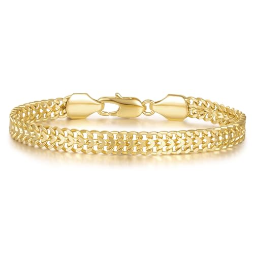 Pulsera cadena cubana de oro 14K para mujer y hombre miniatura 1
