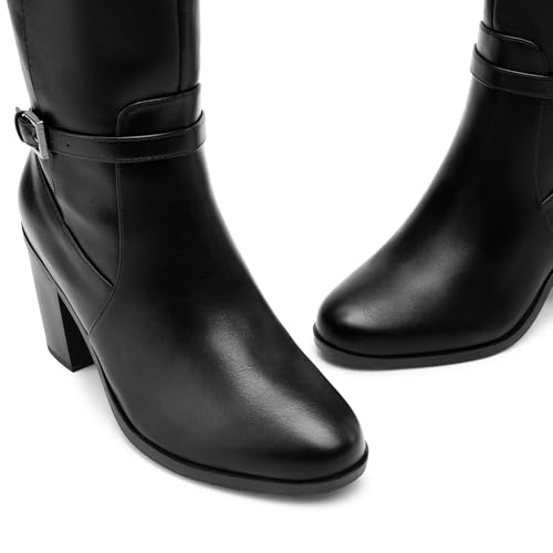 DREAM PAIRS Women's Knee-High Boots Comfortable Chunky Block Heel Side Zipper,Size 9.5,Black-Pu,SDKB2403W angle 7