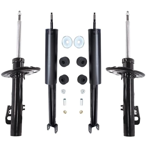 Image of Detroit Axle - 4pc Shock Absorbers for 10-12 Ford Taurus Lincoln MKS, 2 Front Bare Strut Shock Absorbers 2 Rear Shock Absorbers Assembly 2010 2011 2012 Replacement