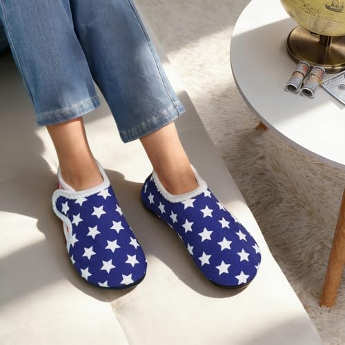 Image of Ibeauti Women Mens House Slippers Lightweight Comfy Barefoot Slipper Socks Rubber Sole House Shoes for Indoor /Outdoor Bedroom Travel