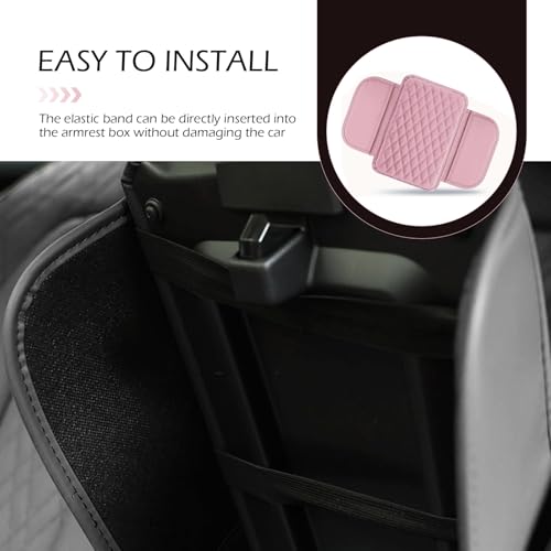 Hugwits Car Center Console Cover, Waterproof Leather Car Armrest Cover Cushion with Side Storage Pockets, Upgraded Vehicle Armrest Storage Box, Universal for SUV, Sedan, Truck (Pink) - Thumbnail 6
