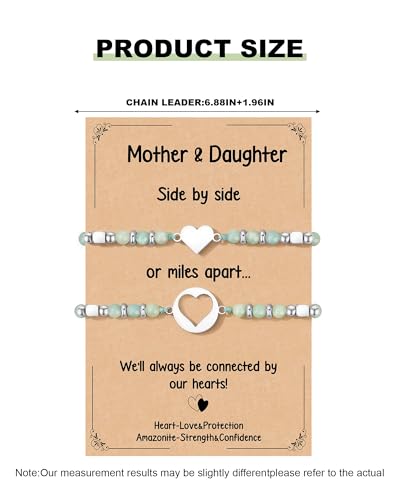 Image of Mother Daughter Bracelets Set for 2 Matching Heart Bracelets for Mother and Daughter to My Mom Bracelet Birthday Mothers Day Gifts for Mom Daughters