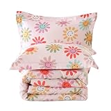 Yibeizi Floral Comforter Set for Girls Full Size, Kids Cute Patterned Bedding Set with Pillow Sham, Lightweight Soft Breathable Machine Washable Quilt Bed Comforter Set 3 Piece