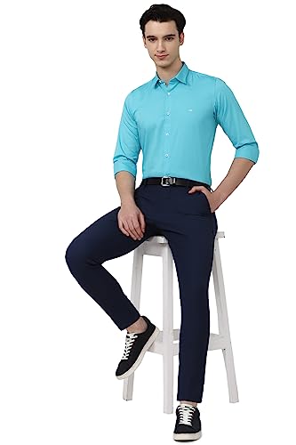 Image of Peter England Men's Slim Fit Full Sleeve Casual Shirt in Twill Weave Cotton