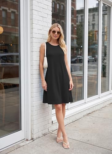 Image of VIISHOW Womens Round Neck 3 /4 Sleeves A-line Casual Tshirt Dress with Pocket