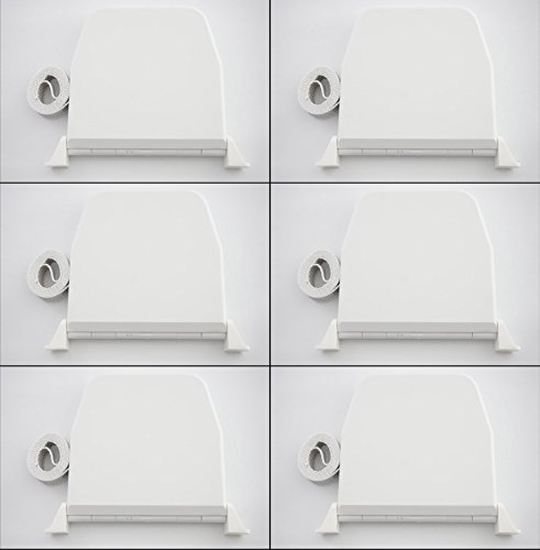 Rollwin 6er Set Rolladen Gurtwickler Aufputz 155mm Weiß Lochabstand mit 5m Gurt 14mm Grau genoppt Mini Wickler aufklappbar inklusive Rolladengurt rollershutter belt winder Cover