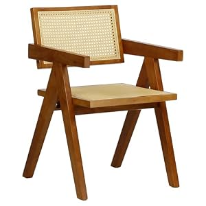 Totò Piccinni Sedia DALY in legno design retrò con braccioli, seduta e schienale in paglia di vienna rattan (1, Noce) 1 Noce