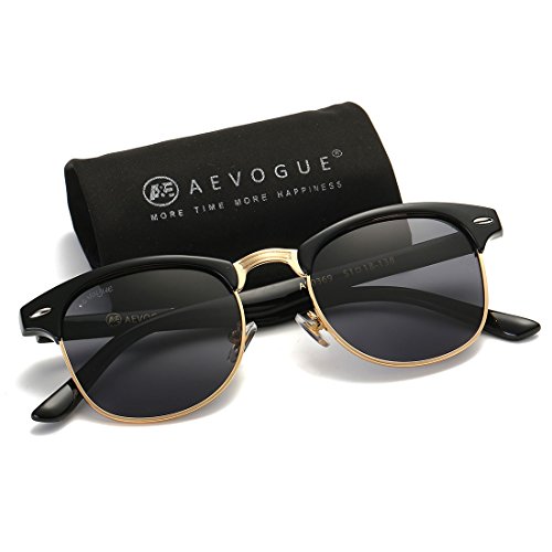 Image of AEVOGUE Polarized Semi Rimless Sunglasses for Men Women, Retro UV400 Sun Glasses for Driving Outdoor