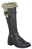  LOVENESS, Damen Fellstiefel Stiefeletten gefuetterte Stiefel Boots, Farbe Schwarz, EU 39