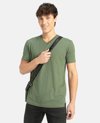 Image of Jockey 2726 Men Super Combed Cotton Rich Solid V Neck Half Sleeve T-Shirt