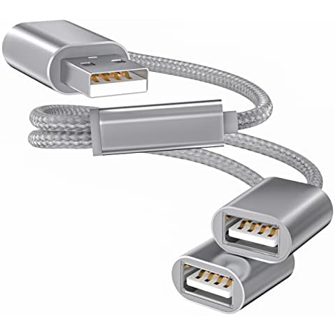 USB Splitter,HIIRII Dual USB Port 1 Male to 2 Female USB Y Cable USB Splitter for Laptop/PC/Car/TV,USB Splitter Cable Adapter for Charging/Data Cover
