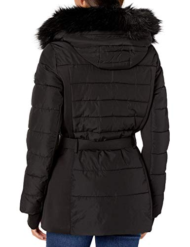 London Fog (Lonag) Womens F.o.g. By London Fog Women's Hooded Short Belted Active Jacket Down Alternative Coat, Black, Large Us #TOP1