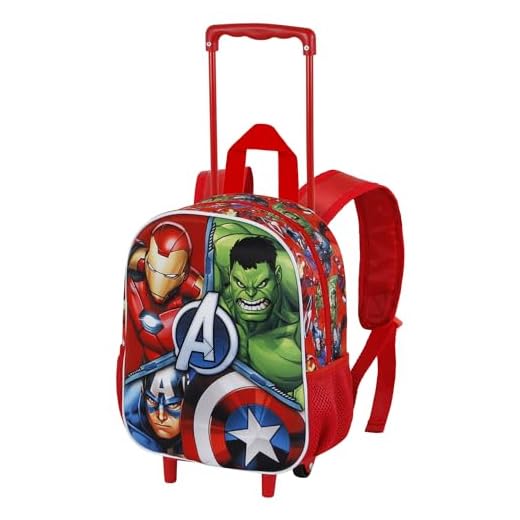 Marvel Los Vengadores-Mochila 3D con Ruedas Pequeña, 26 x 34 cm, Capacidad 12.5 L, Multicolor Massive