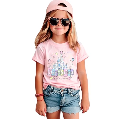 Image of Birthday Girl Shirt Kids Birthday Princess T-Shirt Toddler Girls Birthday Party Tee Cute Birthday Family Tee Tops