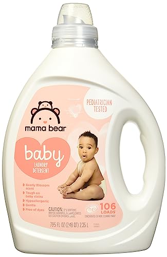 Image of Amazon Brand - Mama Bear Concentrated Liquid Baby Laundry Detergent, Bearly Blossom Scent, 106 Loads, 79.5 fl oz (Pack of 1)