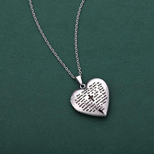 Bible Verse Prayer Locket with English Lord's, That Holds Pictures