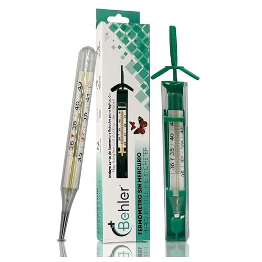 Termómetro de Vidrio - Sin Mercurio, Seguro y Preciso, Sin Baterías - Termometro - Para Niños y Adultos - Incluye Lente de Aumento y Estuche para Agitación - Uso Doméstico y Clínico