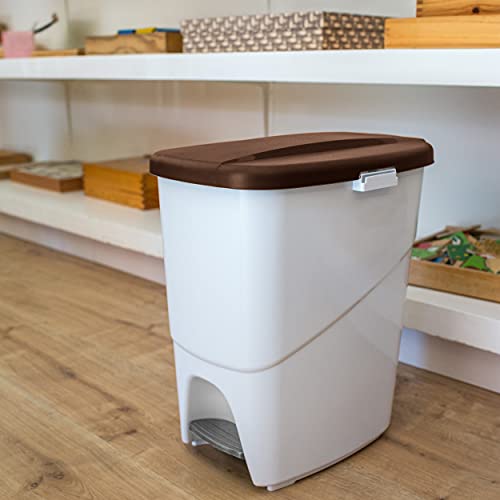 Image of Denox DEN104 Eco Pedalbin 25 litres, Brown, 393 x 270 x 420 mm