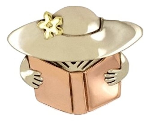Lady Wearing Hat Reading Book Pin Book Club Librarian Brooch Mima & Oly