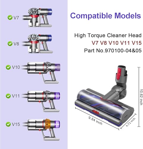 Torque Drive Bodendüse für Dyson V11 V15 V10 V8 V7 Bürste Anti-Tangle Einstellbare Saugkraft Elektrische Bodenbürste für Dyson SV10 SV11 SV12 SV14 SV15 Hartboden und Teppiche Ersatzbürste