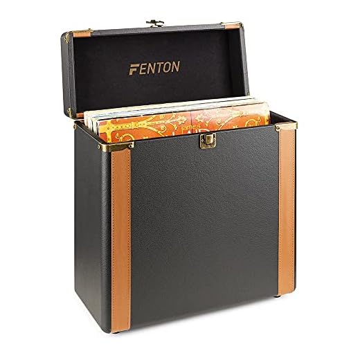FENTON RC35 Luxe - Maleta para Discos de Vinilo, Color marrón y Negro, 34,5 x 16,5 x 38 cm, bisagras de Metal, Asas integradas, construcción Muy Resistente, Ideal para DJ