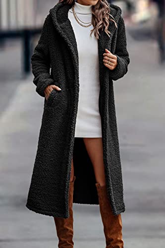 image for PRETTYGARDEN Women's 2022 Winter Coats Fuzzy Fleece Long Hooded Jacket
