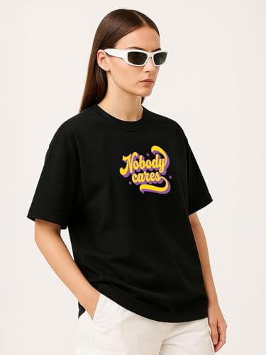 Image of Women's Printed Oversized T-Shirt with Half Sleeves and Round Neck, Soft Spun Fabric for Casual Wear (Size - S-2XL)
