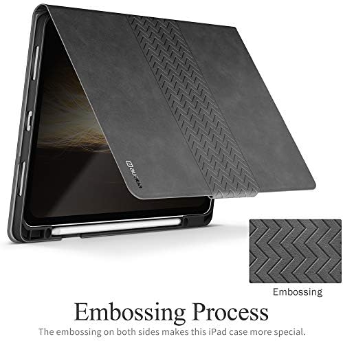 Folio Case for iPad Pro 12.9 2022 6th Generation, 2021 5th Gen, 4th Gen 2020, 3rd Gen 2018, with Pencil Holder, Auto Sleep/Wake Function, PU Leather Cover (Grey)
