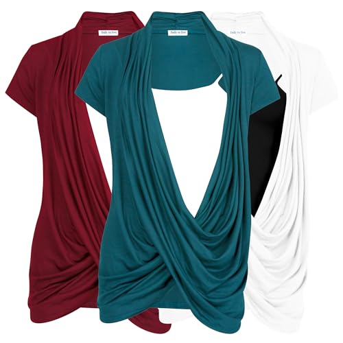 Image of Free to Live 3 Pack Nursing Tops Breastfeeding Shirts Criss Cross Tops for Women Fall Maternity Clothes Short Sleeve Cardigan