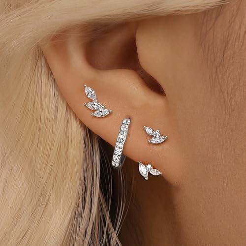 GEORGE · SMITH Sterling silver Earrings Set for Women, 14K gold plated Earrings Girls, 3 Pairs Earrings Set Hypoallergenic for Multiple Piercing2