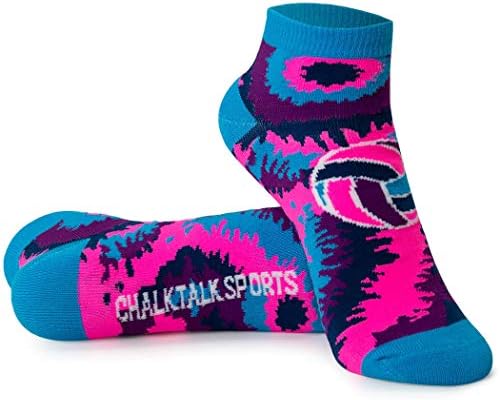 ChalkTalkSPORTS Volleyball Athletic Ankle Socks | Volleyball Tie-Dye Swirl