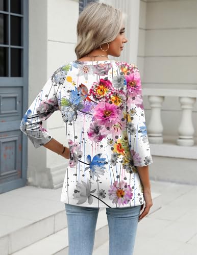 Image of Zeagoo 3 /4 Length Sleeve Womens Tops Casual V Neck Shirts Soft Basic Tees Business Work Blouses
