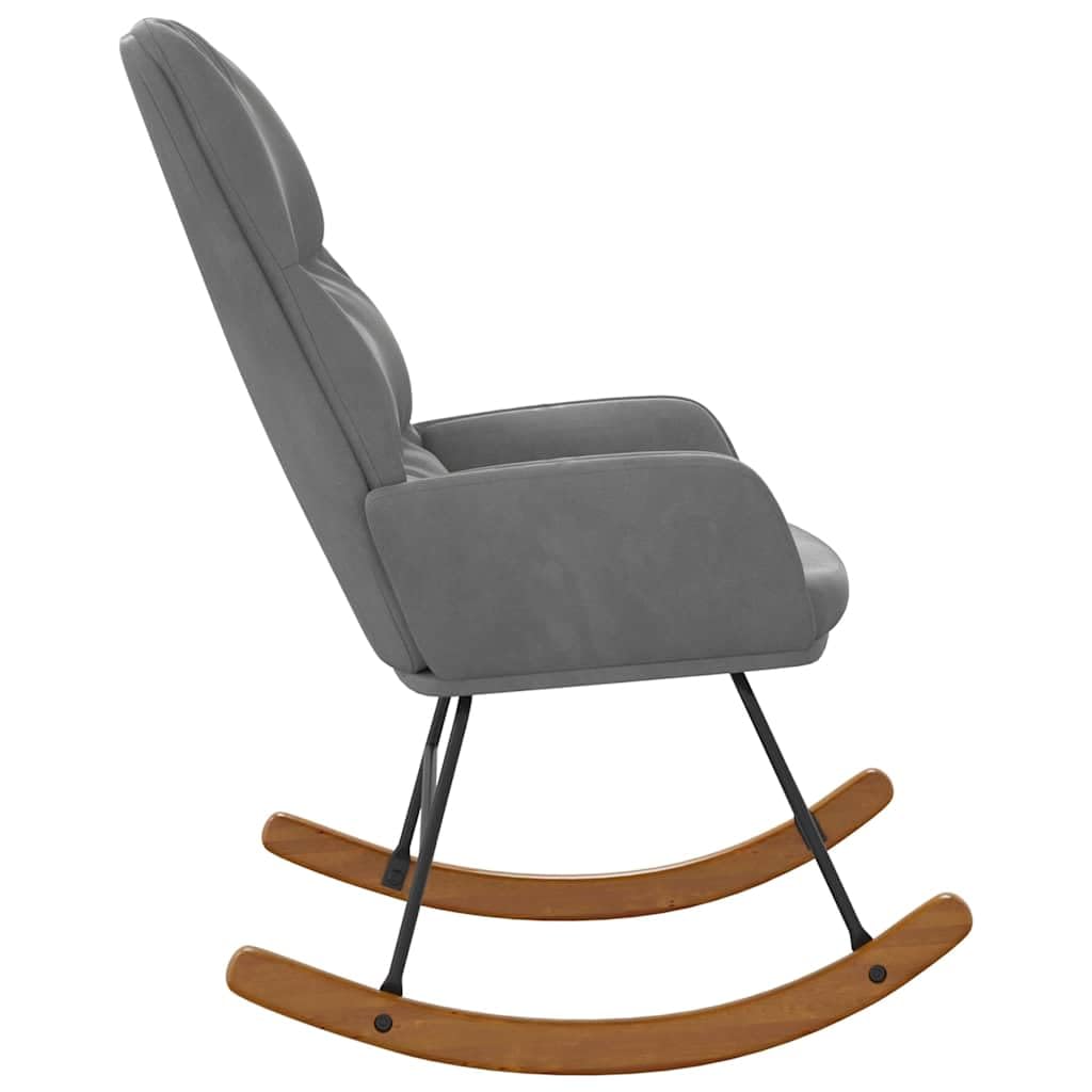 Sillón mecedora de terciopelo gris oscuro para sala de estar