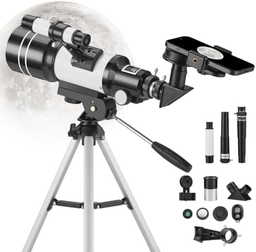 Telescópio para adultos e crianças, refrator com abertura de 70 m...