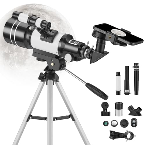 Telescópio para adultos e crianças, refrator com abertura de 70 m...