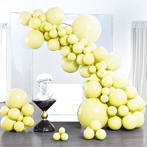 PartyWoo Pastel Yellow Balloons, 102 pcs Pale Yellow Balloons Different Sizes Pack of 18 Inch 12 Inch 10 Inch 5 Inch Yellow Balloons for Balloon Garland Arch as Birthday Party Decorations, Yellow-Q07