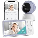 BOIFUN 2K Baby Monitor WiFi con Display 5”, Controllo Doppio App e Monitor, Avvisi Pianto e Movimento, Visione Notturna Senza Disturbi, Temperatura e Umidità, Rotazione 360°, fino a 19h