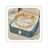 lightning deals of today prime Jade Bracelets Jade Gold Leaf Bracelet For Women Natural Double Layer Adjustable Classic Bracelet For Women Necklace