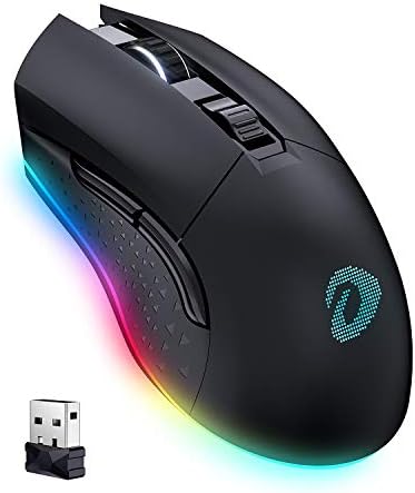 DAREU Wireless Wired Gaming Mouse Dual-Mode Rechargeable 7 Programmable Buttons,10K DPI,RGB and 7 Adjustable DPI Levels up to [150IPS] [1000Hz Polling Rate] for PC Notebook Mac PS4 PS5(Black)