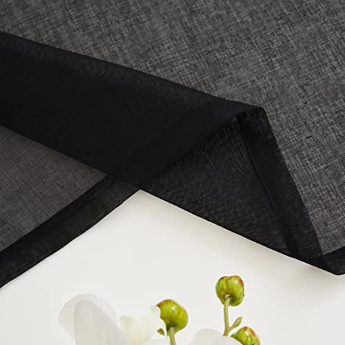 MYSTIC-HOME Window Curtains Black Sheer 54 Inches Long 2 Panels Tulle for Bedroom Panel Sets Rod Pocket Living Room Kitchen Yard 52 W x 54 L - Thumbnail 6