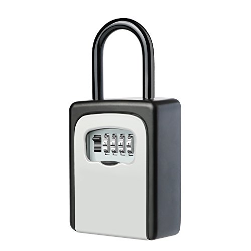 Boîte à Clé Sécurisée, Ancees Boîte à clé Extérieur avec 4 Code Combinaison Numérique Montage Mural Key Safe Rangement pour Maison, Bureau, Usine, Compagnie, Voiture, Garages
