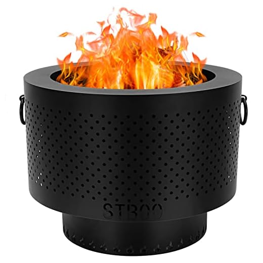 STBoo Pellet Fire Pit for Outside with Portable Carrying Storage Bag, 15x11Inch Smokeless Fire Pits Outdoor Wood Burning, Low Smoke Camping Stove for Bonfire Picnic Backyard Cooking on Beach, Black, M