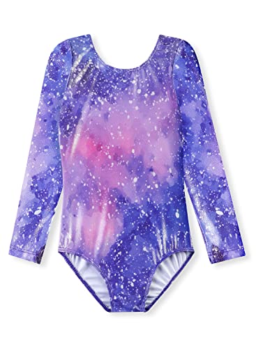 HOZIY Long Sleeve Leotards for Girls Gymnastics Kids Toddler Tumbling Outfits Floral Unicorn Galaxy Rainbow Stripe Pattern