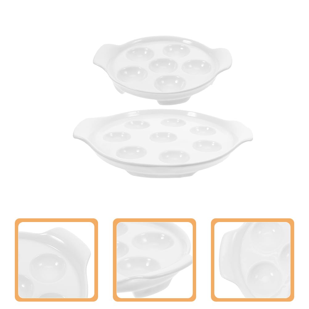 Ciieeo Fuente Para Horno De Cerámica Escargot Plato De Cocción Frances Para 8 Y 6 Caracoles Vajilla De Porcelana Para Reuniones Familiares Fiestas Y Cena Gourmet