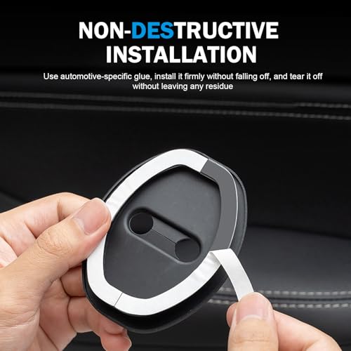 Titgoes 2 PCS Car Door Latch Lock Cover, Silent Shock Absorption Car Door Latch Guard, Silicone Auto Lock Cover Parts Protective Pads, Fit for Most Vehicles (Black)
